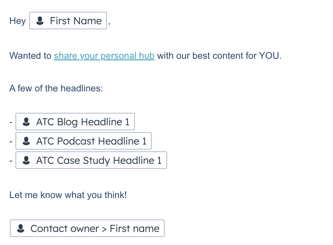 Personalized Content Hub Email