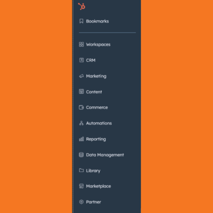 hubspot navigation sidebar